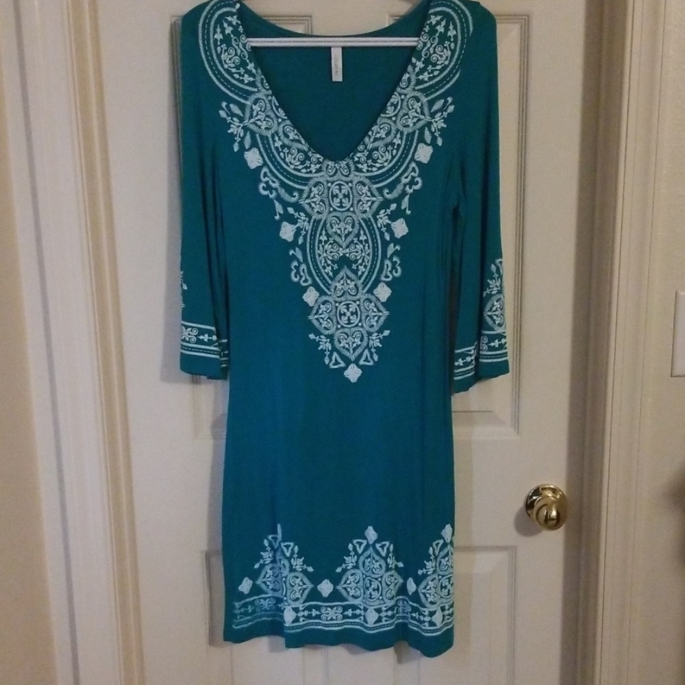Tunic style Jersey knit jade green dress